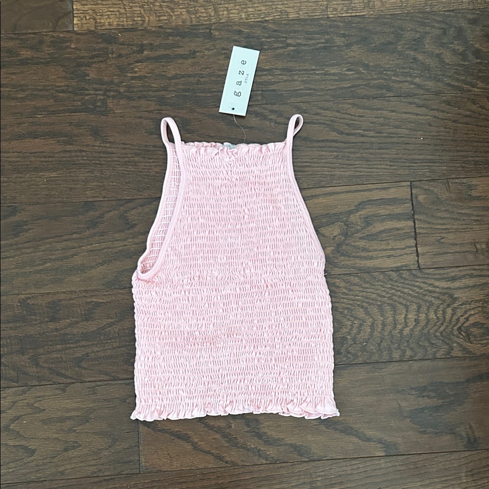 Gaze Pink Smocked Crop Top